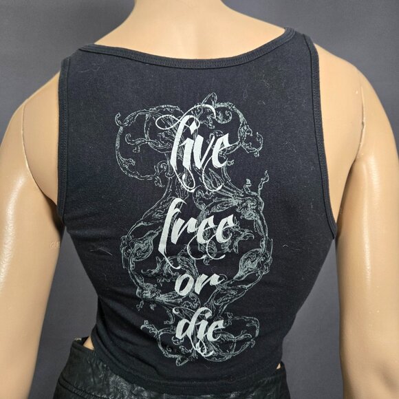 Y2K Headrush Cropped Graphic Skull Tank Top Size S Grunge Gothic Emo Rocker - Picture 5 of 7